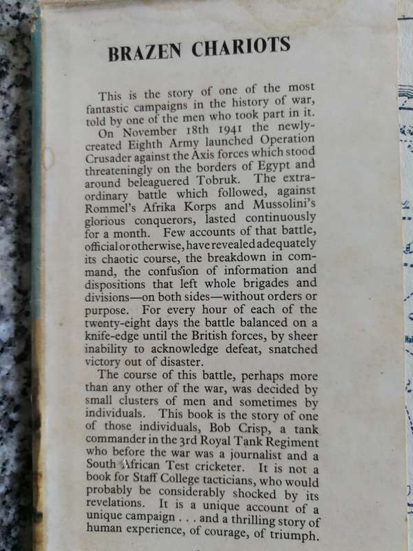 BRAZEN CHARIOTS ROBERT CRISP South African an Account of Tank Warfare in the Western Desert 1941