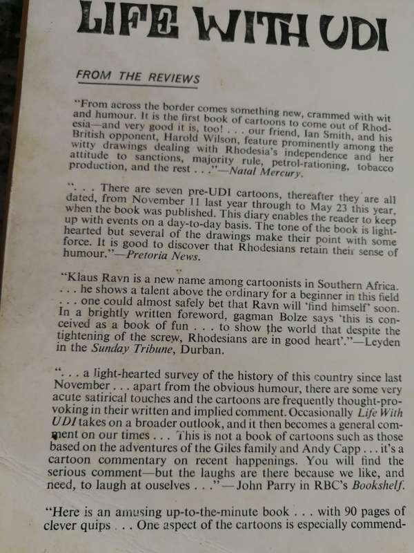 LIFE WITH UDI plus MORE LIFE WITH UDI First Year of Rhodesia`s independence CARTOON HISTORY