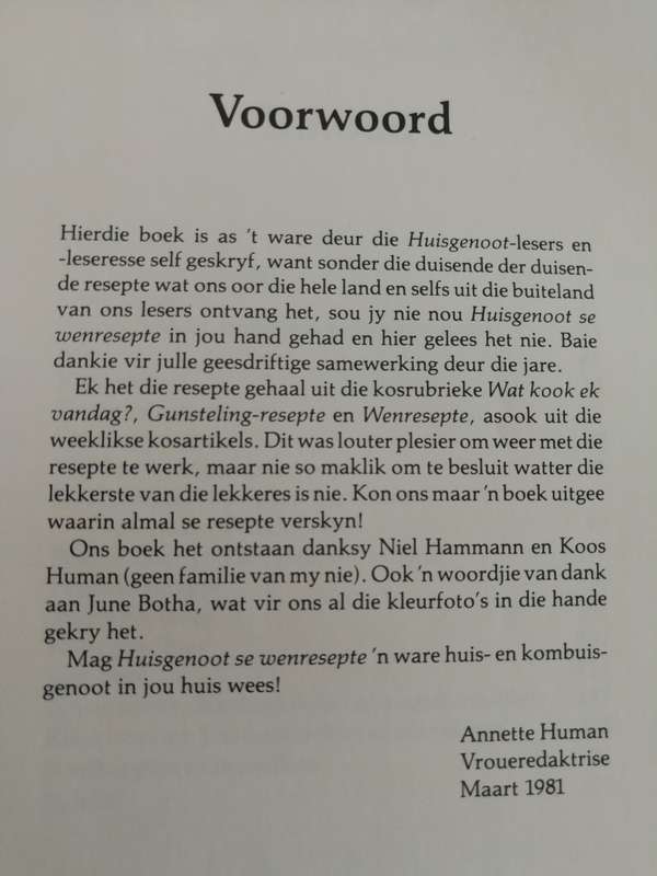 HUISGENOOT WENRESEPTE 1 ANNETTE HUMAN
