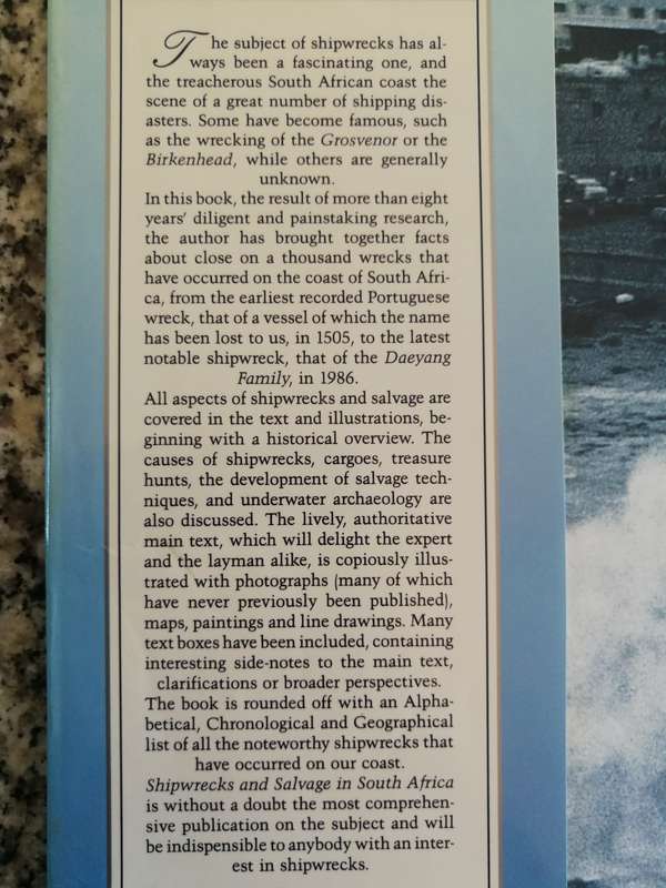 SHIPWRECKS & SALVAGE  in SOUTH AFRICA 1505  to the PRESENT MALCOLM TURNER ( 1988 ) and