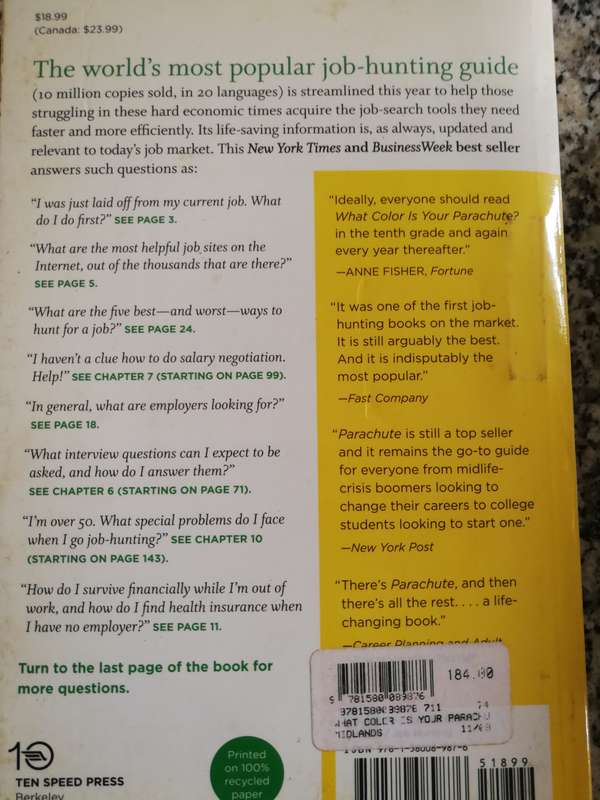 WHAT COLOR IS YOUR PARACHUTE 2010 Practical Manual for Job Hunters & Career Changers R N BOLLES