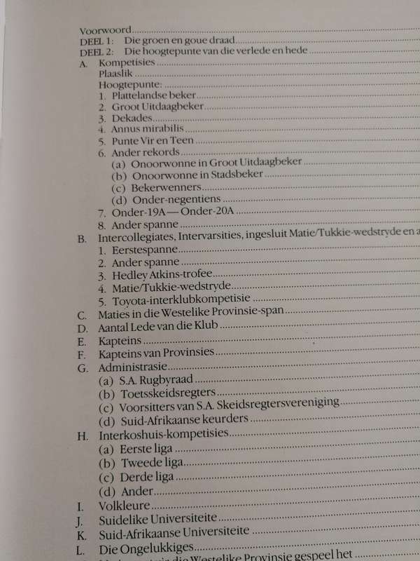 DIE GROOT RUGBYGESIN VAN DIE MATIES deur Dr D H CRAVEN  1980 Stellenbosch Rugbyvoetbalklub RUGBY