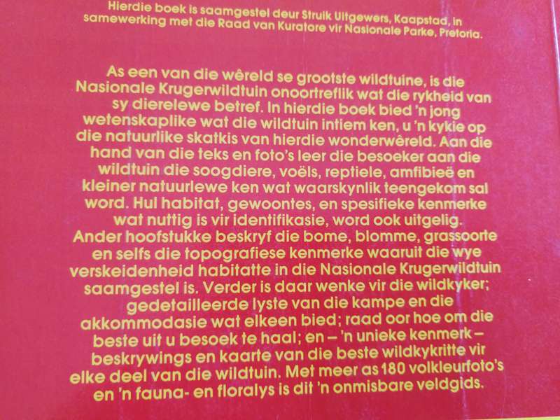 NASIONALE KRUGER WILDTUIN 'n Besoekers Gids LEO BRAACK Kruger National Park Game wildlife Afrikaans