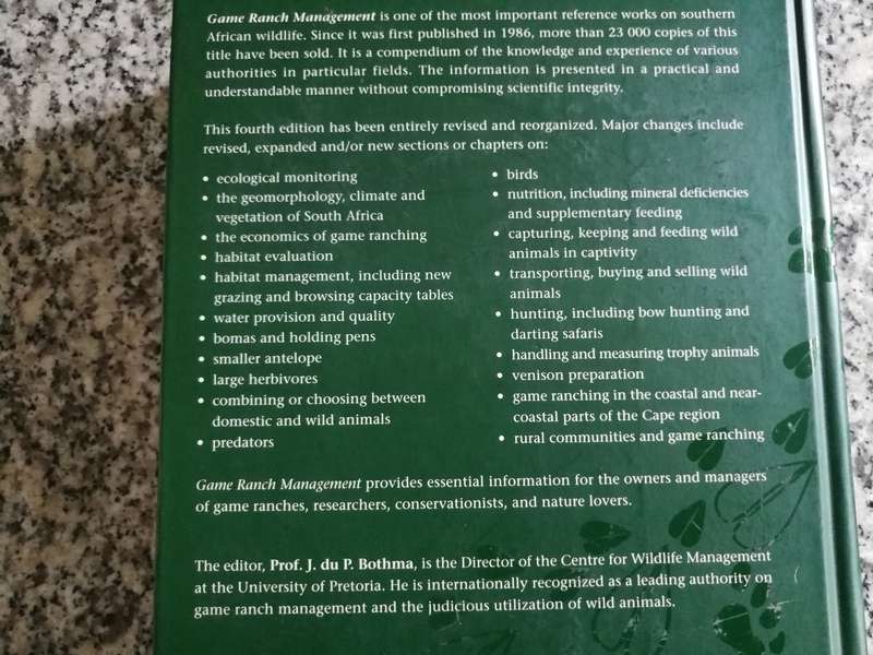GAME RANCH MANAGEMENT J DU P BOTHMA Fourth Edition 2009 wildlife game farming