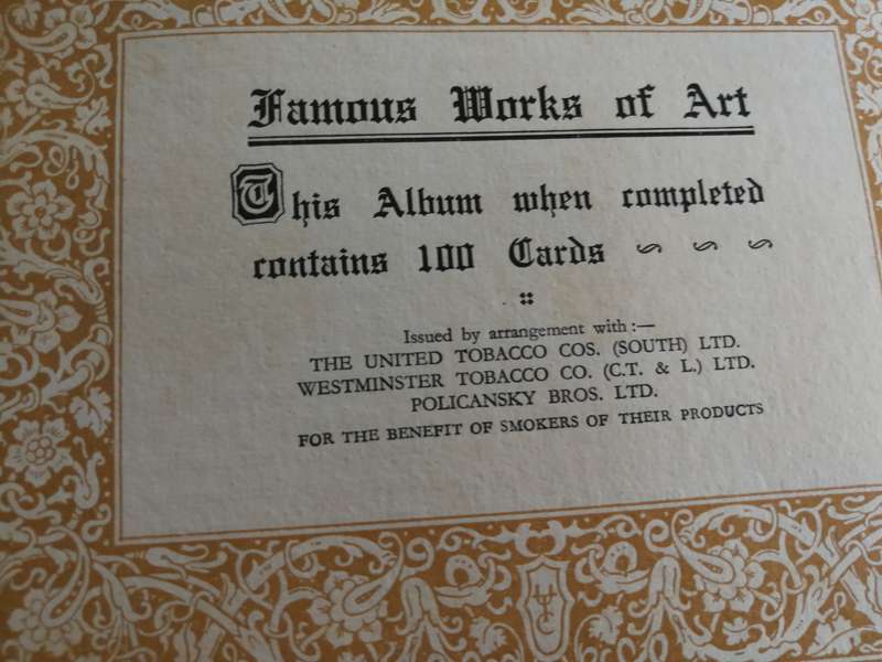 FAMOUS WORKS OF ART United Tobacco 100 Cards The World's Masterpieces  ( suggested for Art Students