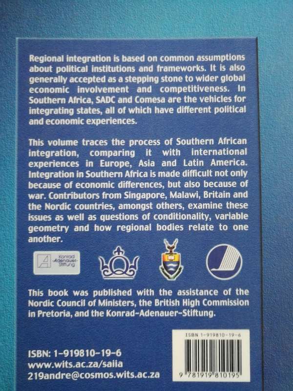 REGIONAL INTERGRATION IN SOUTHERN AFRICA Comparative International Perspectives  Ed. C CLAPHAM and o