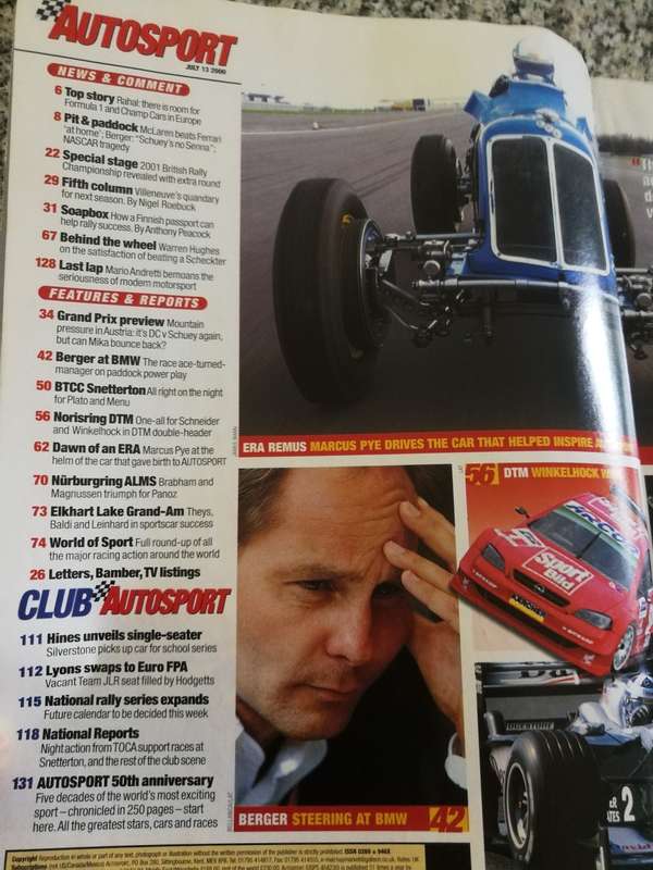 AUTOSPORT CELEBRATING 50 YEARS OF THE BEST IN MOTORSPORT July 2000 Collectors Edition Motor Racing