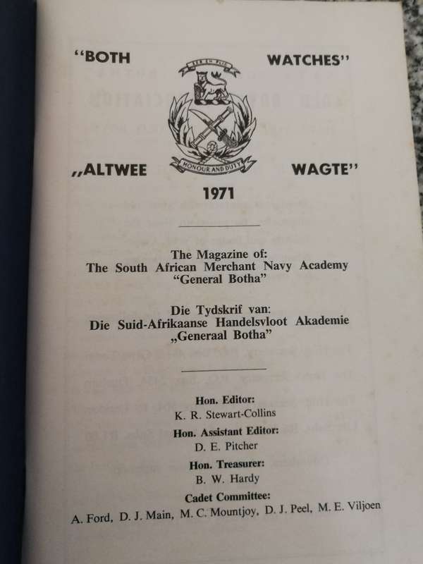 BOTH WATCHES ALTWEE WAGTE 1971 The Magazine South Africa Merchant Navy General Botha