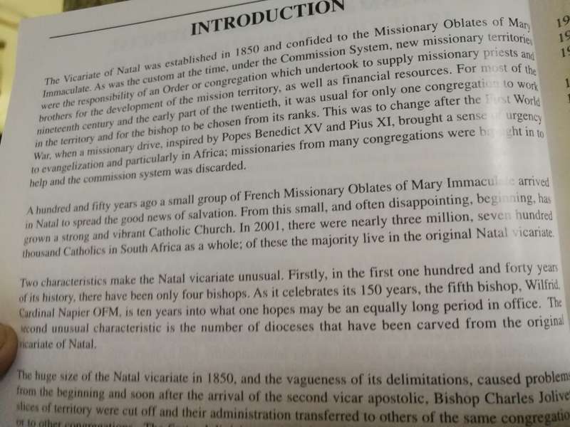 THE CATHOLIC CHURCH IN NATAL OVER 150 YEARS JOY BRAIN 2002  ( KwaZulu )