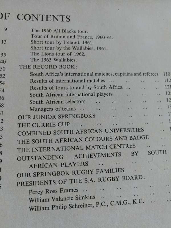 RUGBY IN SOUTH AFRICA publisher JOHNSTON & NEVILLE  on Behalf of S A Rugby Board 1964