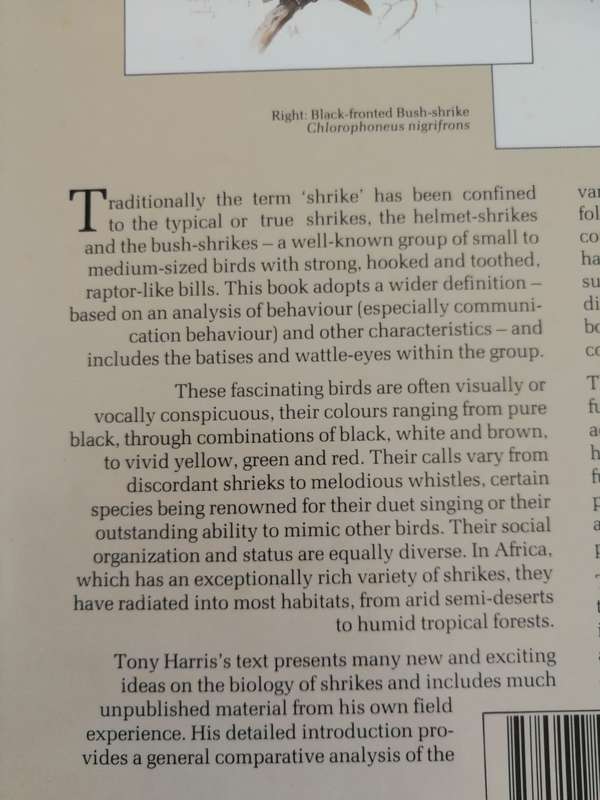 SHRIKES OF SOUTHERN AFRICA TONY HARRIS GRAEME ARNOTT in a protective slipcase birds birding