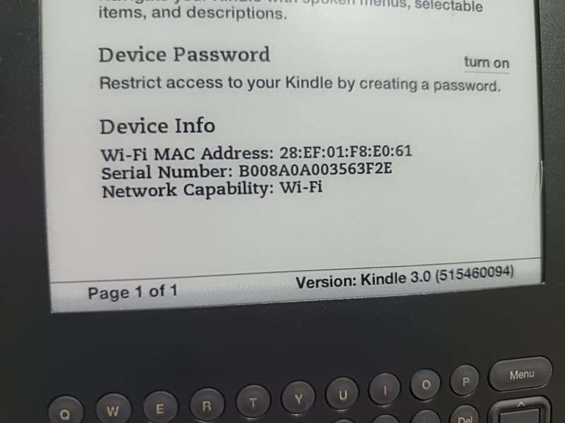 Amazon Kindle  3 model- B008A