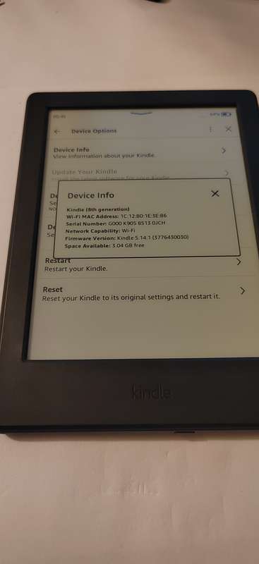 Amazon Kindle  8th Generation 6inch 4GB - Model G000 K9