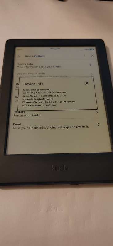 Amazon Kindle  8th Generation 6inch 4GB - Model G000 K9