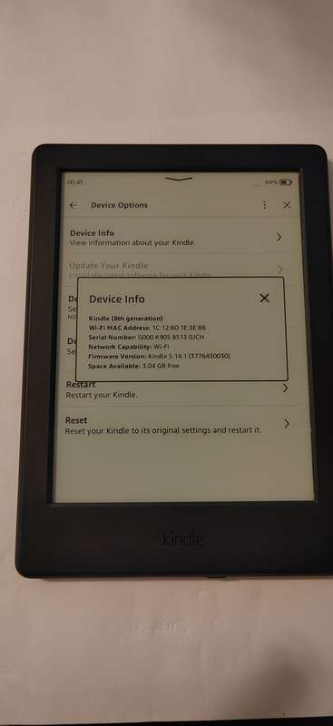 Amazon Kindle  8th Generation 6inch 4GB - Model G000 K9
