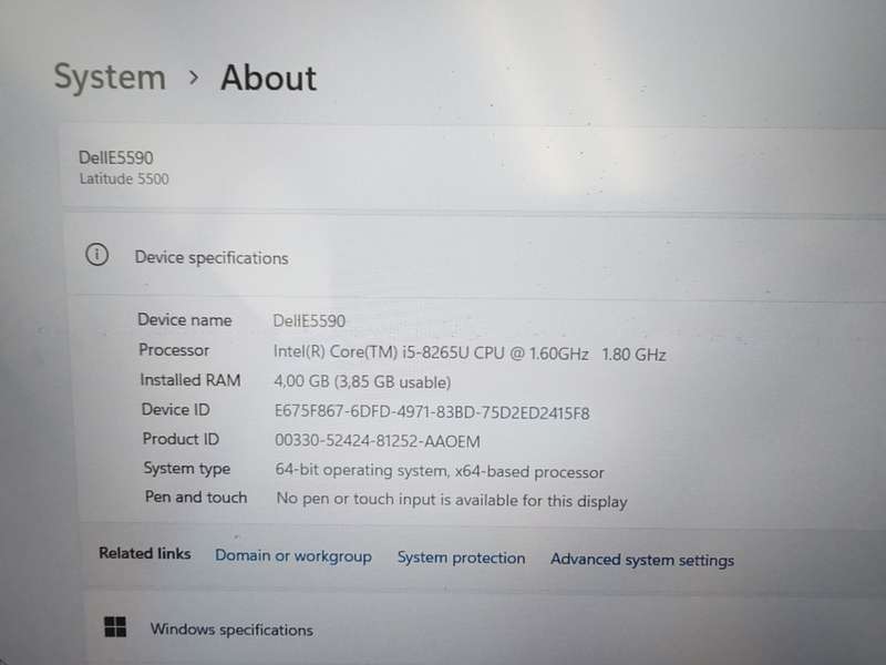 Dell latitude 5500 i5 8th generation