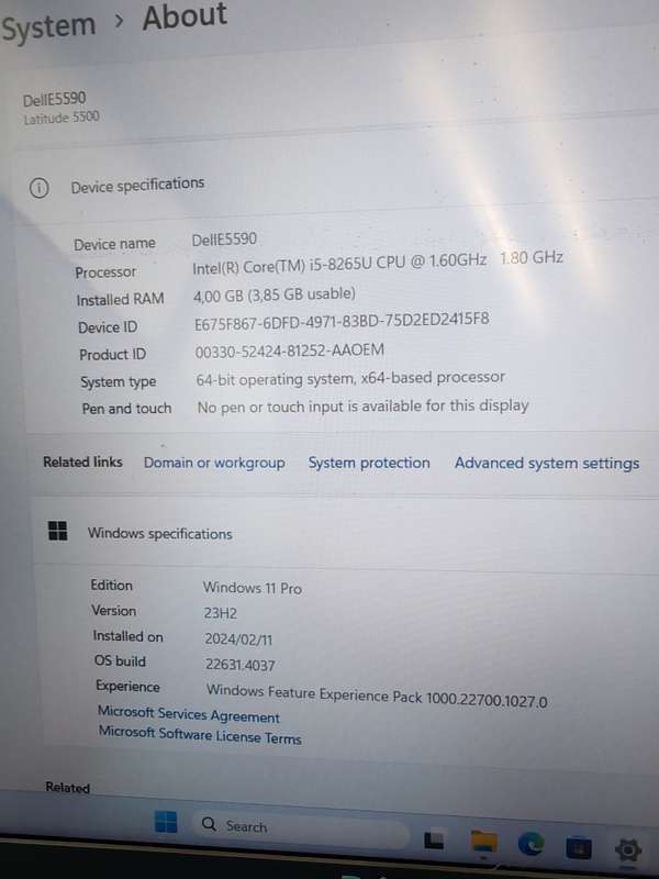 Dell latitude 5500 i5 8th generation