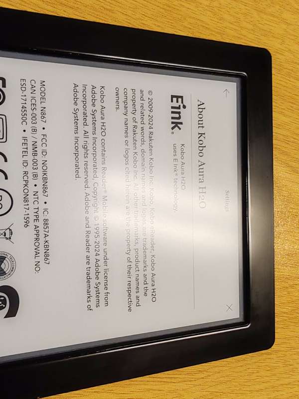 Kobo Aura H20 N250 -  eReader Wi-Fi 4GB