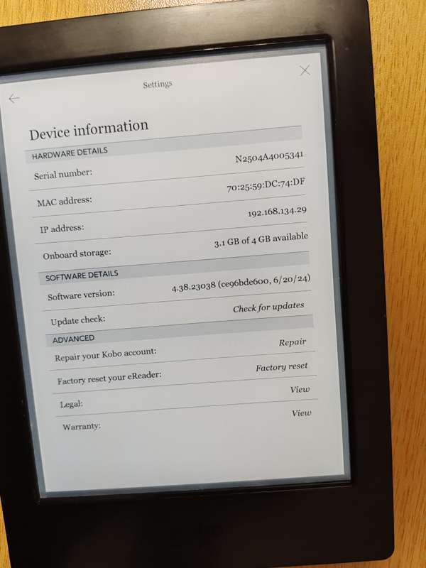 Kobo Aura H20 N250 -  eReader Wi-Fi 4GB