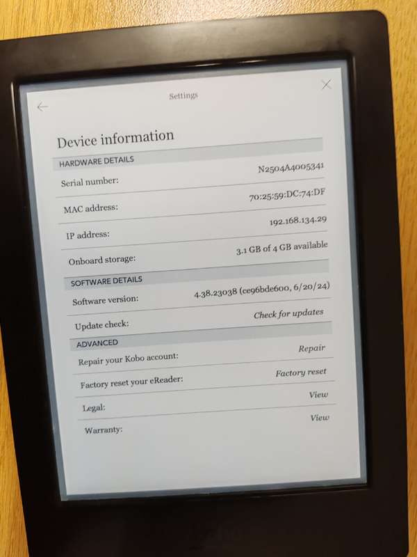 Kobo Aura H20 N250 -  eReader Wi-Fi 4GB