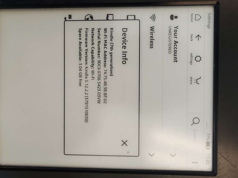 Amazon Kindle Paperwhite  7th Generation 6inch 4GB - Model 90C607