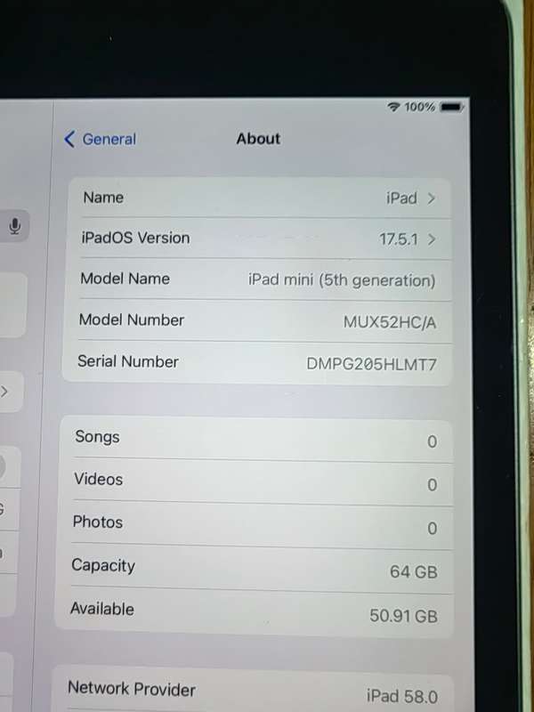 IPad Mini 5th Gen  64gig Wifi In Box