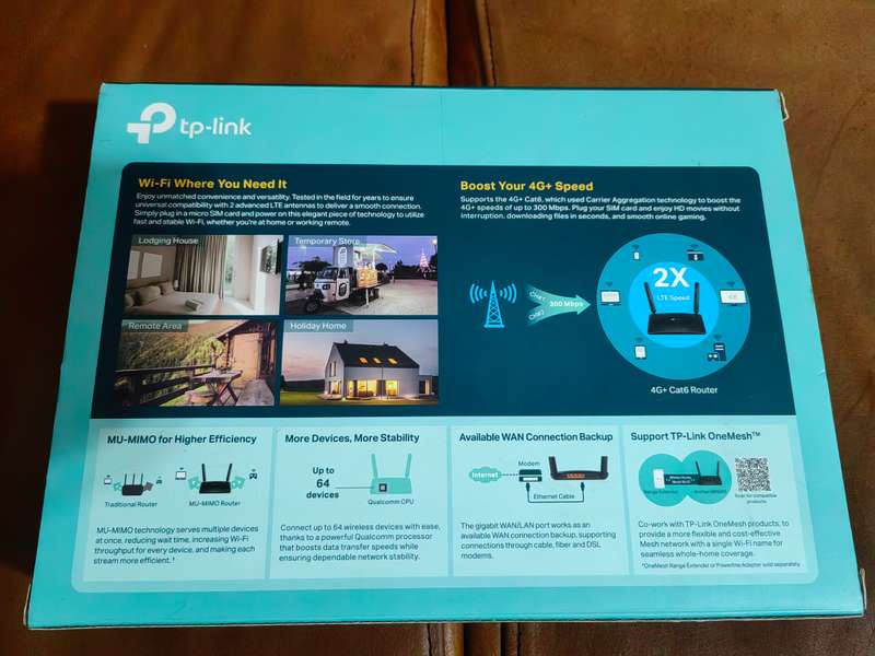 TP-LINK Archer MR600 4G+ Advance Cat6 AC1200 Wireless Dual Band Gigabit Router (take a sim)