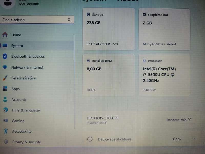 Dell Inspiron 15 i7 5thgen