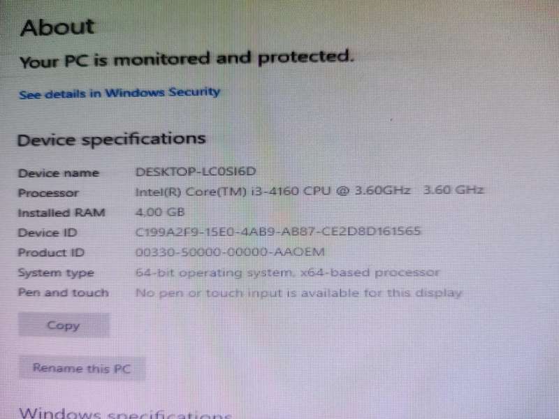 Dell Desktop i3 4th generation