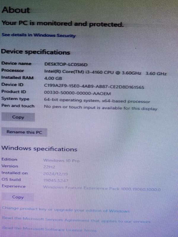 Dell Desktop i3 4th generation