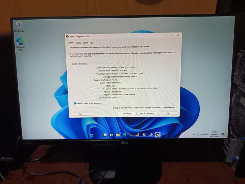 Dell Desktop i7 2nd generation MODEL- OPTIPLEX 990 PC