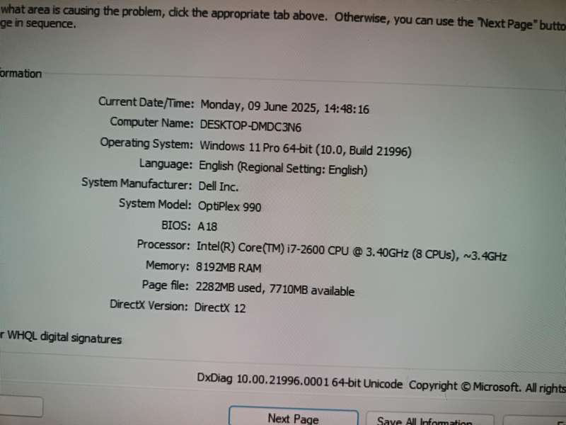Dell Desktop i7 2nd generation MODEL- OPTIPLEX 990 PC