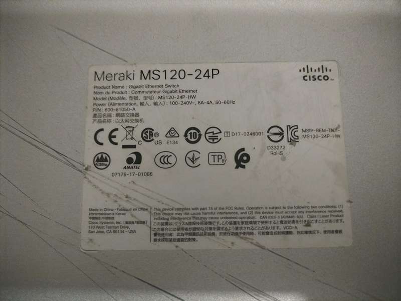 CISCO  Meraki MS 120-24P-Network Switch