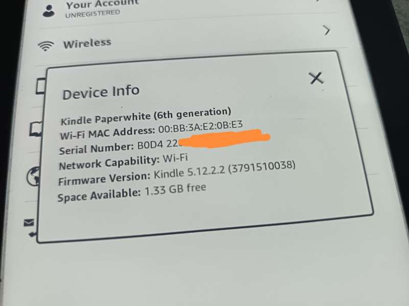 Amazon Kindle B0D4 22 6th genaration