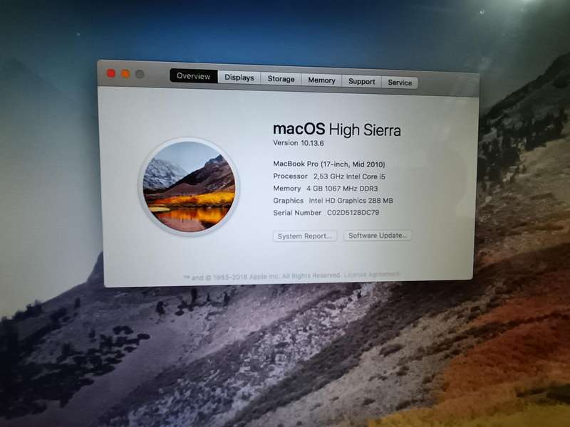 MacBook Pro , 17inch  Mid 2010 500GB and 4GB RAM