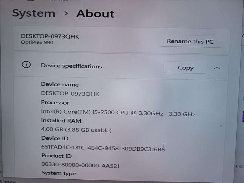 Dell Desktop i5 2nd generation MODEL- OPTIPLEX 990 PC
