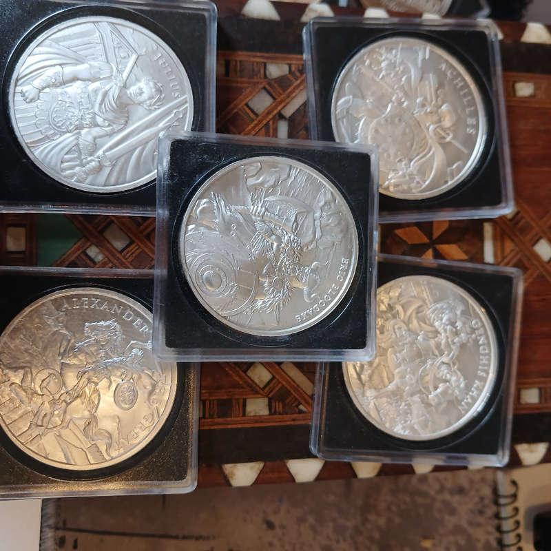 5 x Legendary warriors 1oz silver coins