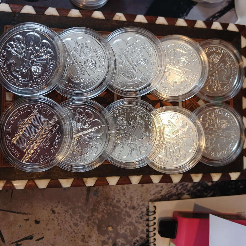 10 x Austrian Philharmonics 1 oz silver coins