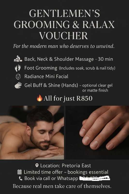 Tee the Beautician Beauty Voucher - Gentlemens Grooming & Relaxation Package in Pretoria East