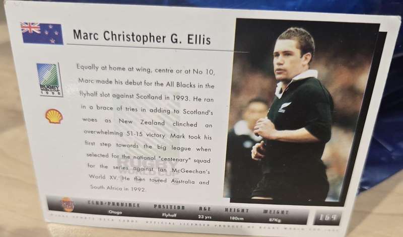 MARC ELLIS - SPORTS DECK "RUGBY WORLD CUP 95" - BASE TRADING CARD 169
