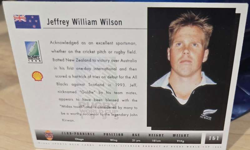 JEFF WILSON - SPORTS DECK "RUGBY WORLD CUP 95" - BASE TRADING CARD 161