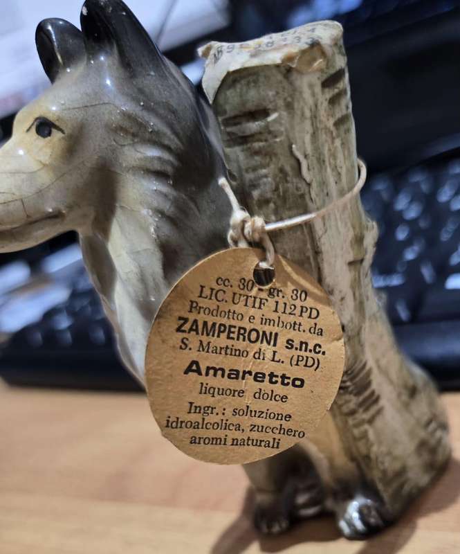 Vintage Amaretto Liqueur Decanter Dog