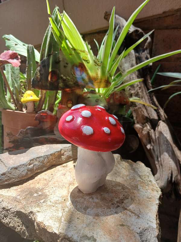 Hand-Cast & Painted Mushroom Lady Sculpture  Unique Fantasy Decor