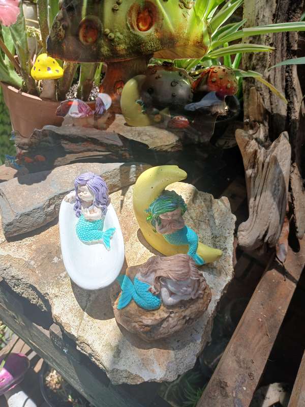 Hand-Cast & Painted Mermaid Statue Set