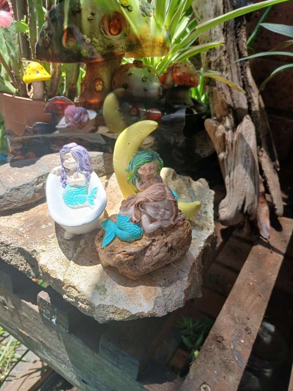 Hand-Cast & Painted Mermaid Statue Set