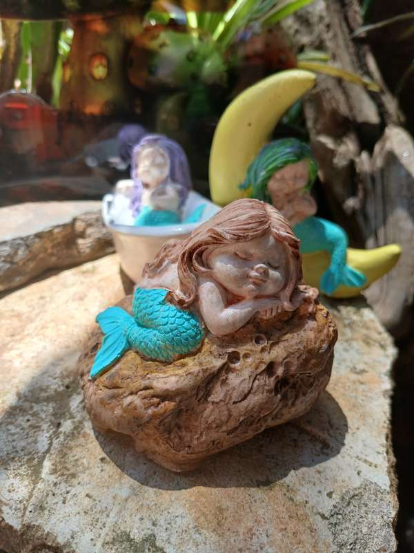 Hand-Cast & Painted Mermaid Statue Set