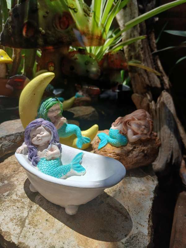 Hand-Cast & Painted Mermaid Statue Set