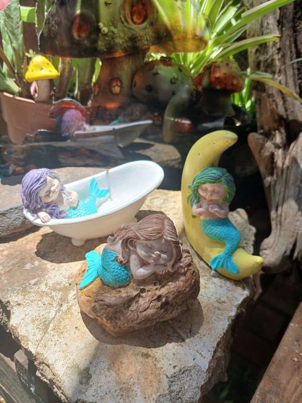 Hand-Cast & Painted Mermaid Statue Set