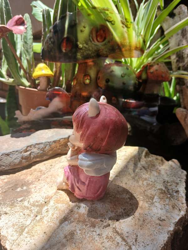Hand-Cast & Painted Cat-Eared Fairy Statue  Whimsical Fantasy Decor