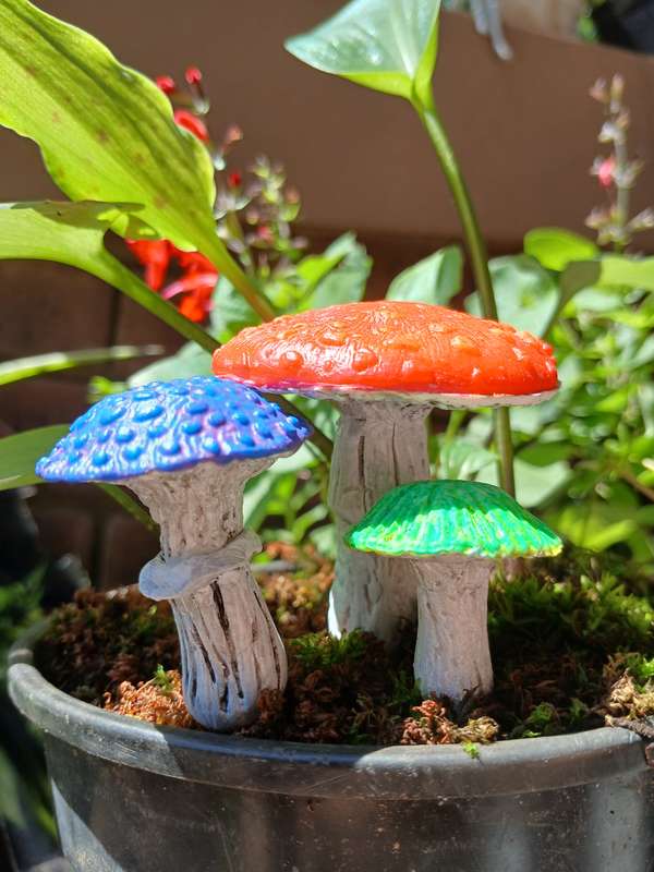 Handmade Mushroom Set  Fairy Garden & Potted Plant Decor
